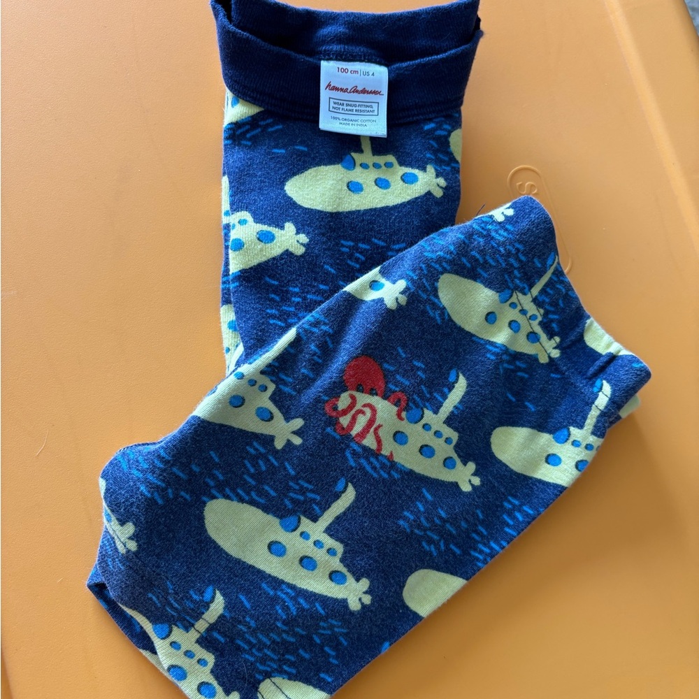 Blue and Yellow Submarine Print Pajama Pants